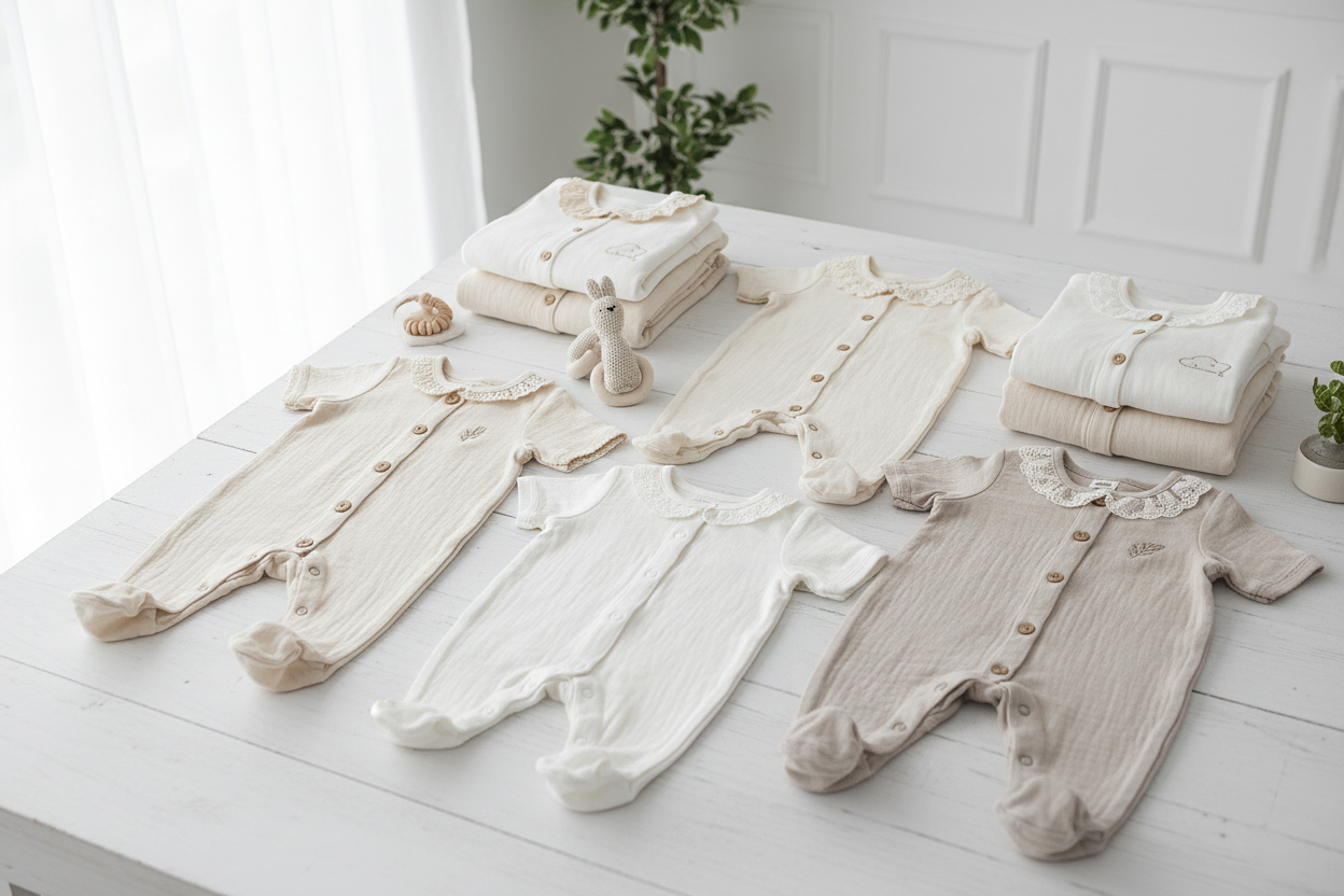 give me a picture of organic cotton baby clothes